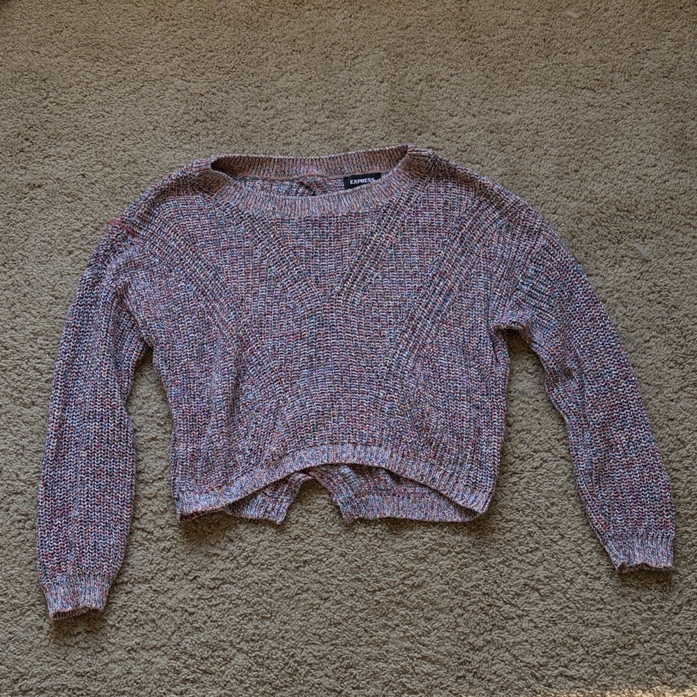 Express Marled Knit Sweater - Multi-colored